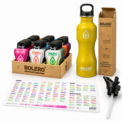 Bolero Limonade Winkel Bolero Proefpakket Deluxe – 74 Smaken, Bamboe Organizer & Drinkfles met Sportdop